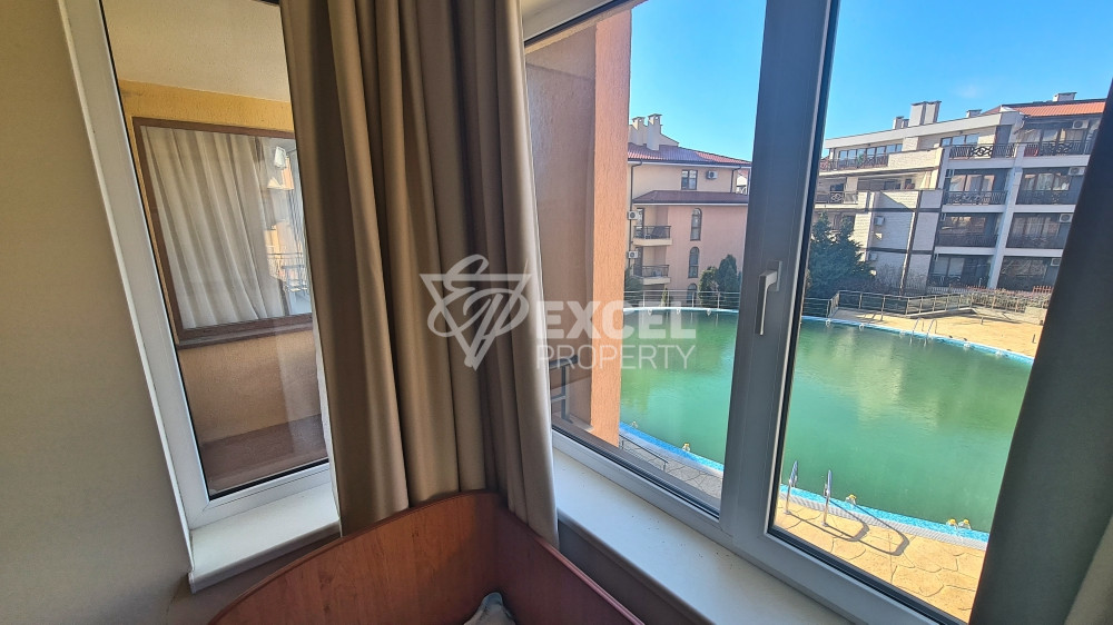 Spacious and beautiful one-bedroom apartment with pool view in Saint Vlas