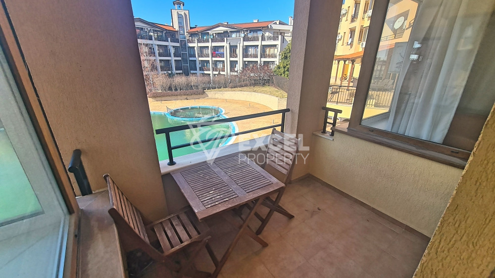 Spacious and beautiful one-bedroom apartment with pool view in Saint Vlas