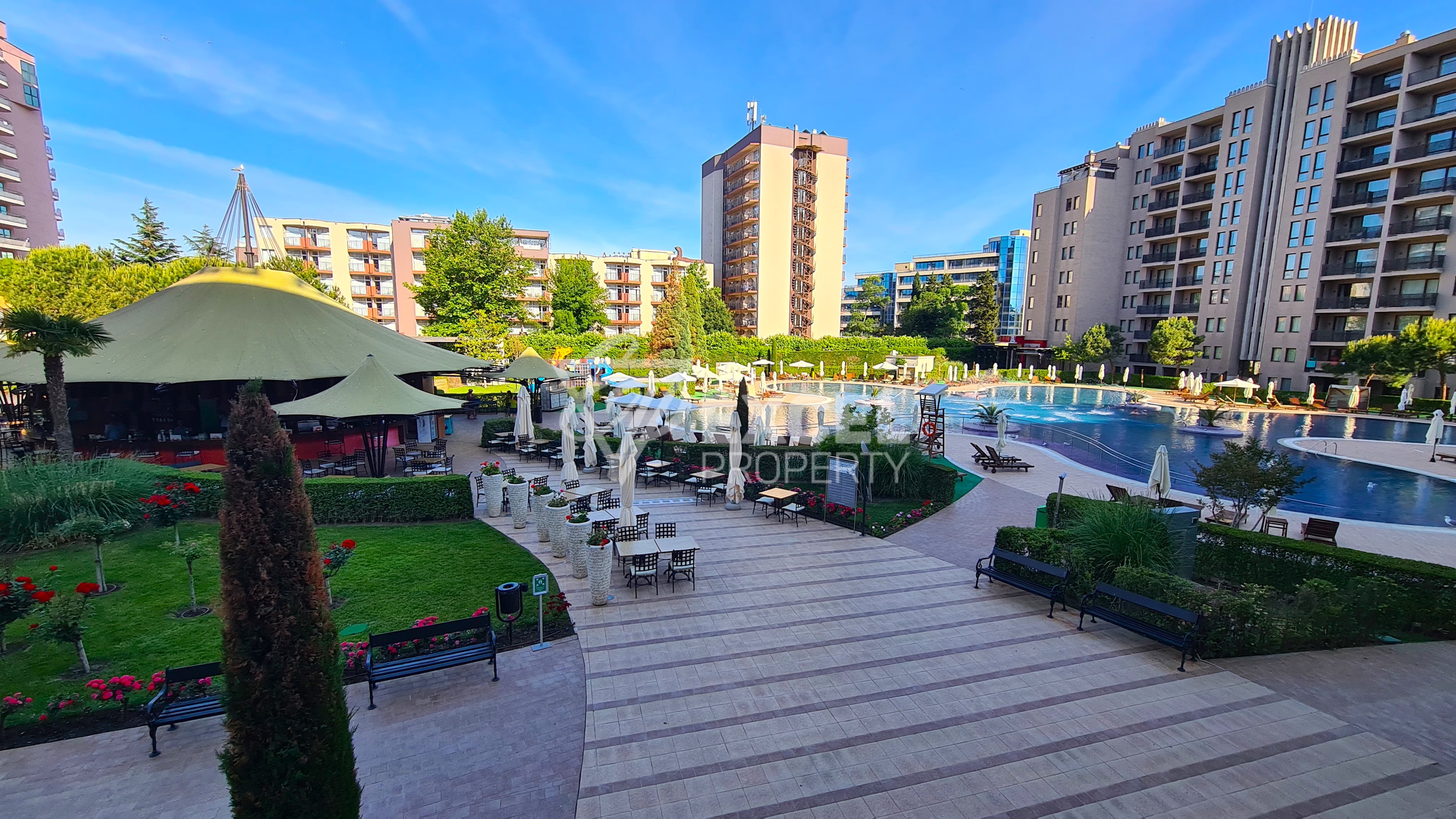 Furnished two-room apartment in the Barcelo Royal complex in Sunny Beach