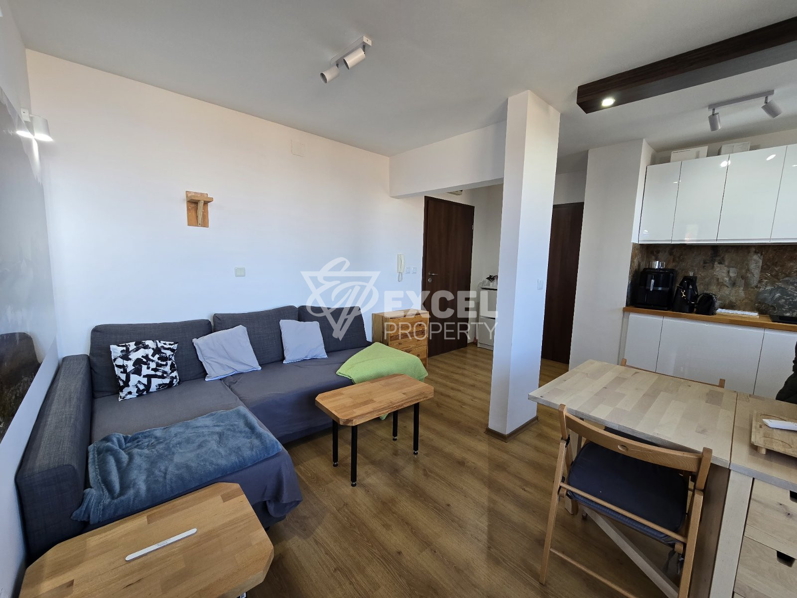 Modernly furnished one-bedroom apartment with south exposure for sale in Bansko