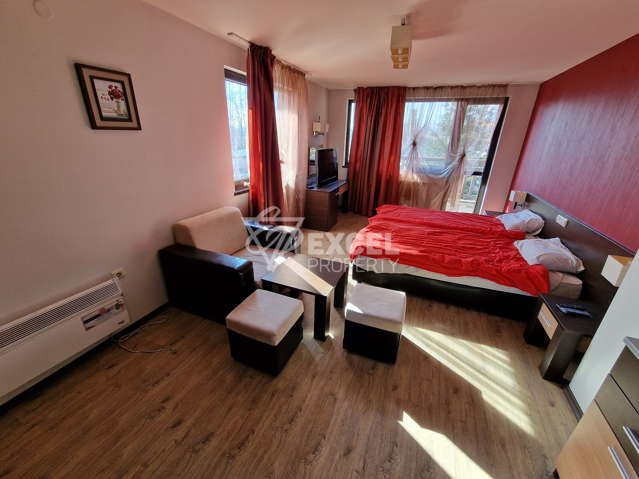 Studio with a view of the Pirin mountain between Bansko and the village of Banya next to a pool with mineral water