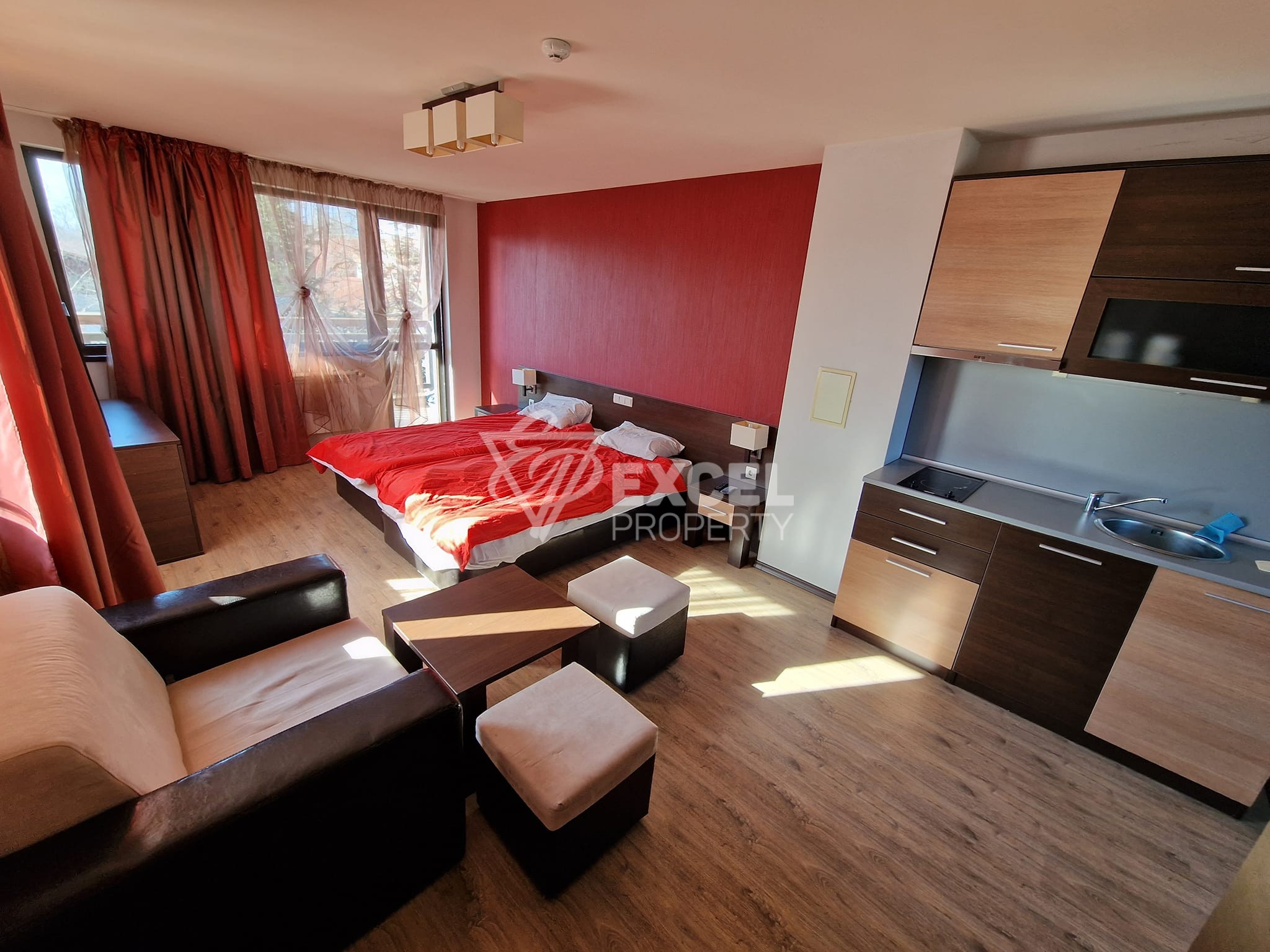 Studio with a view of the Pirin mountain between Bansko and the village of Banya next to a pool with mineral water