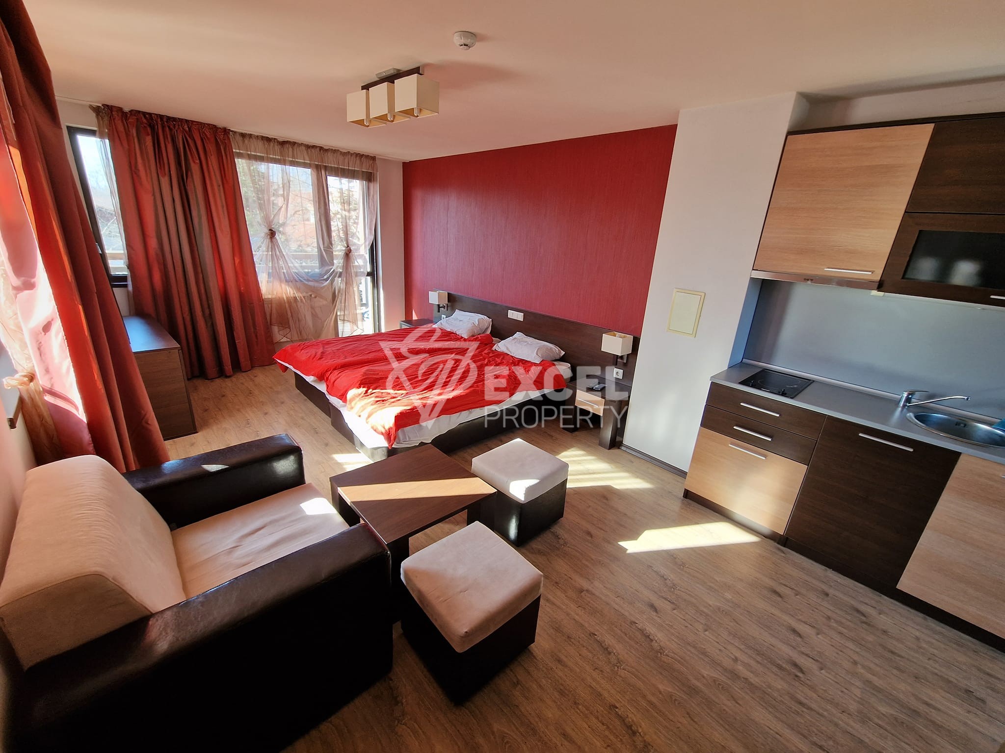 Studio with a view of the Pirin mountain between Bansko and the village of Banya next to a pool with mineral water