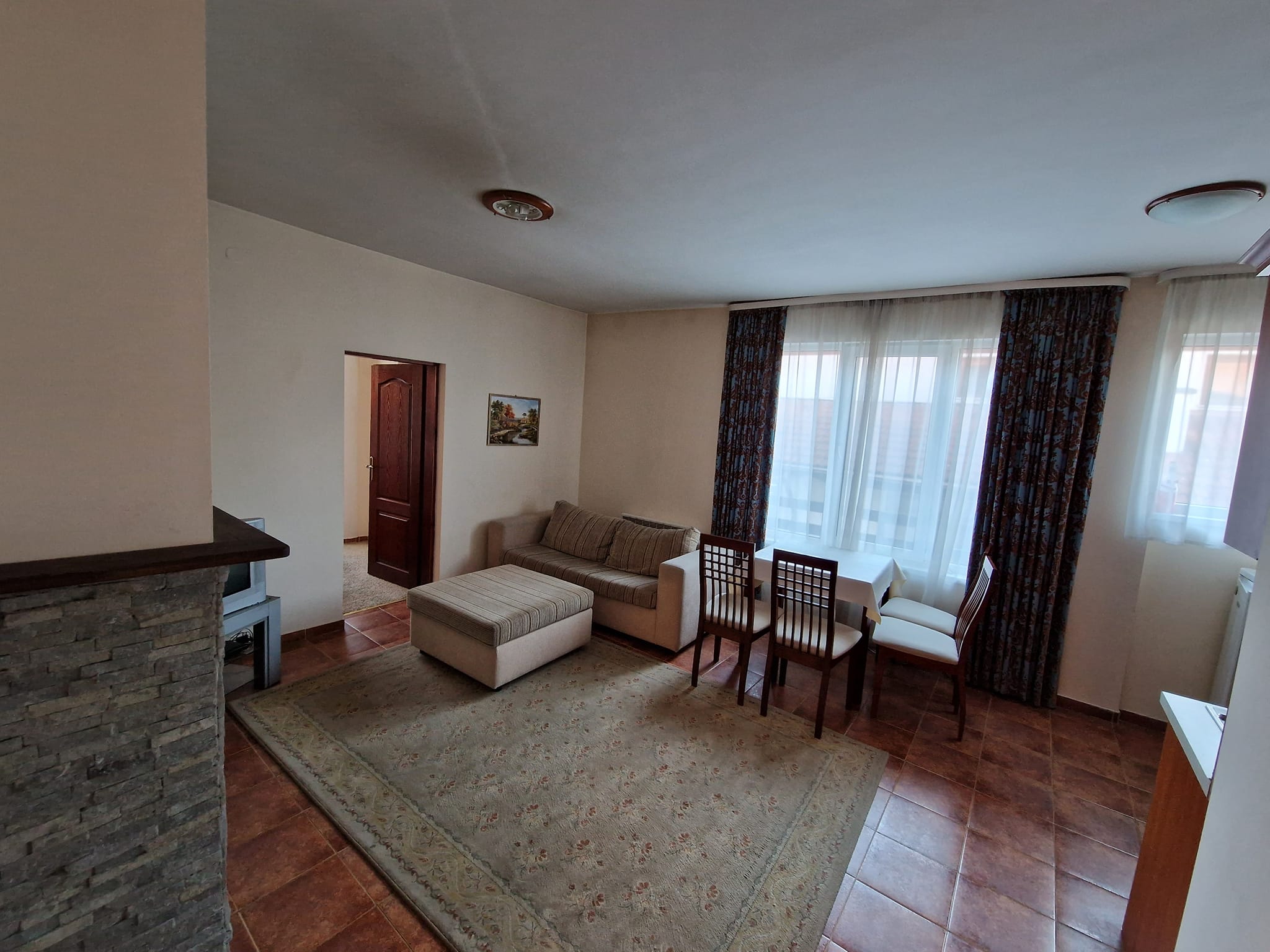 Sunny one bedroom apartment with fireplace for sale in Bansko next to Lucky Hotel