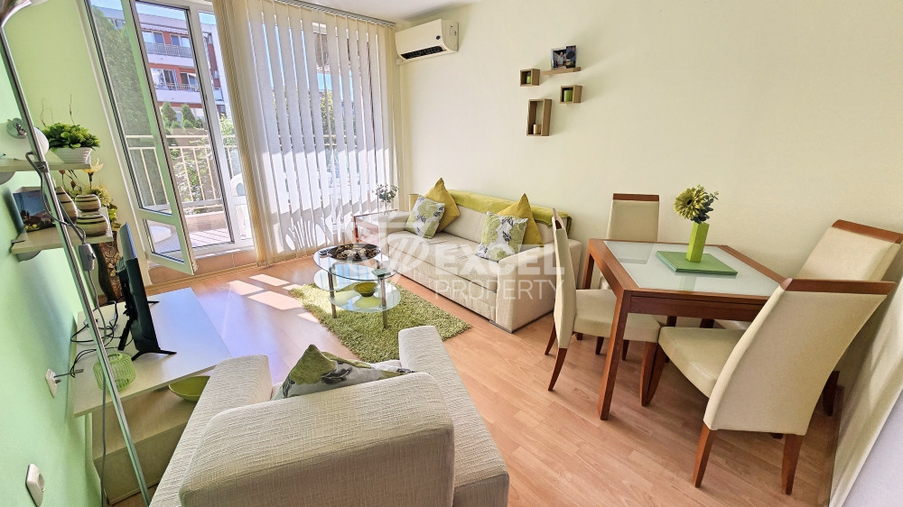 Stylish one-bedroom apartment with pool view in Nessebar Fort Club, Sunny Beach